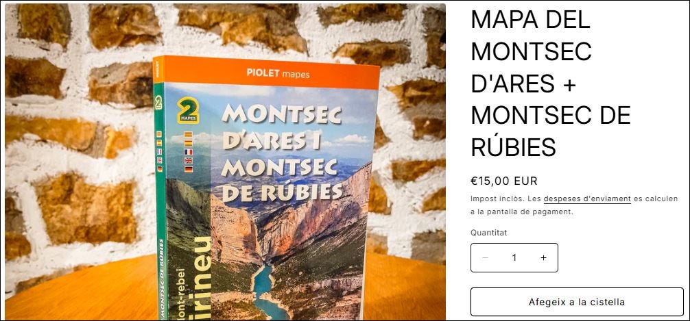 Mapa del Montsec d’Ares + Montsec de Rúbies. Carpeta que reuneix dos mapes: un del Montsec d’Ares i un altre del Montsec de Rúbies (o de Meià) a escala 1:20.000 amb un nivell de detall ideal per perdre’t sense perdre’t. 