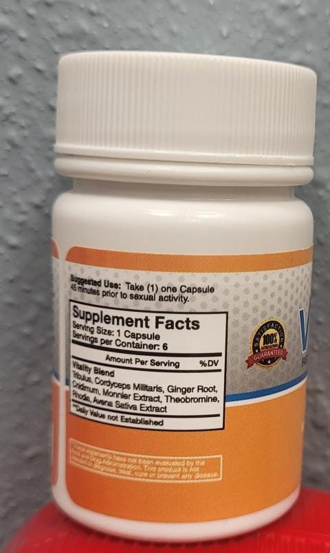 Image 4: Back label panel Vitality, 6 capsules Image 4: Back label panel Vitality, 6 capsules