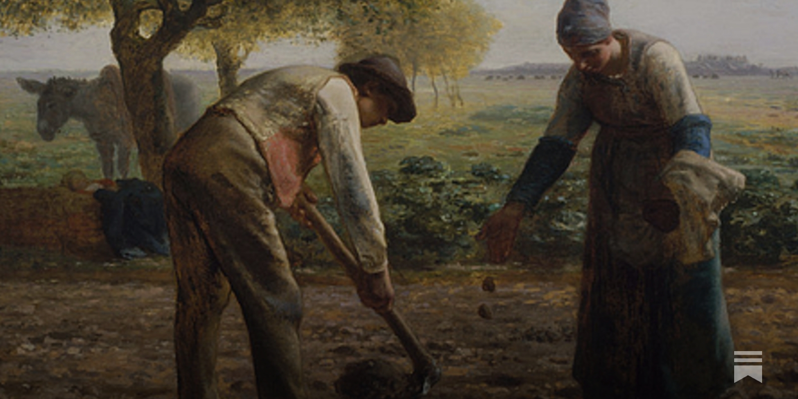 Jean-François Millet - Peasants and Gleaners, image size:1600x800