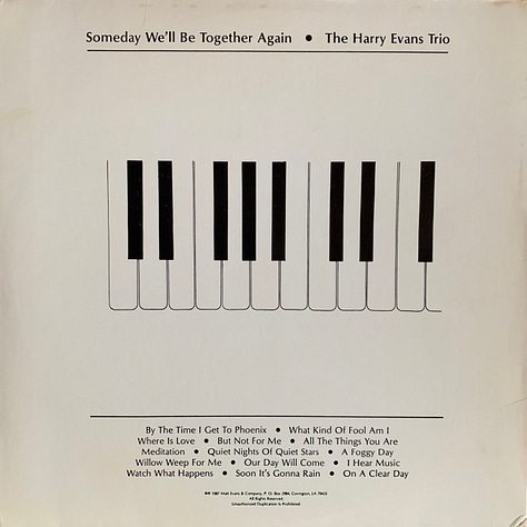 Recent Acquisition: Harry Evans Trio - Someday We'll Be Together Again