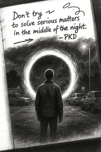 Man looking at portal