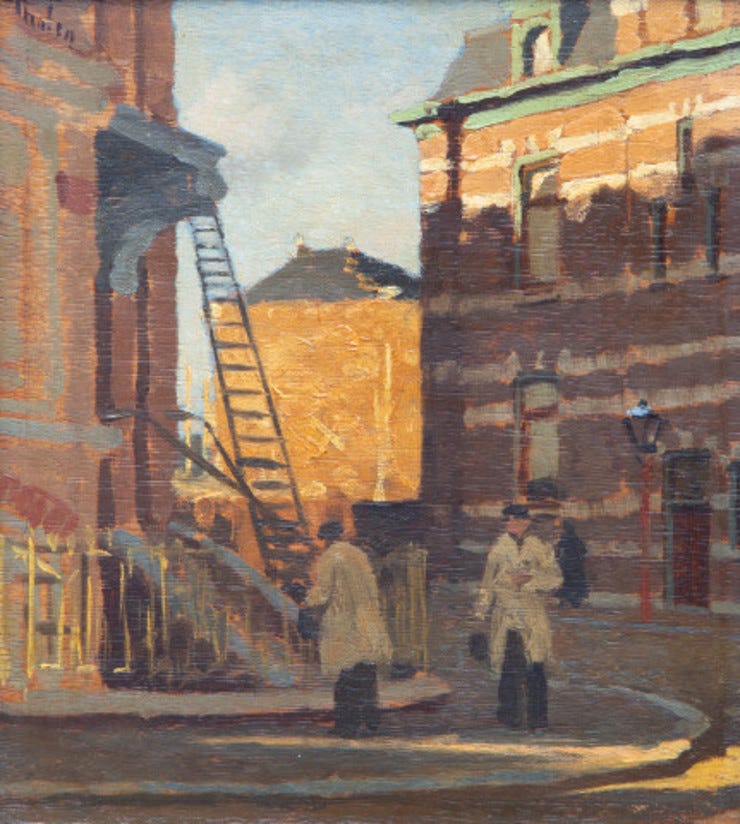 'Activities in a Ducth town' - oliverf op paneel: Willem Bastiaan Tholen (lot 105, Venduehuis Den Haag) 'Activities in a Ducth town' - oliverf op paneel: Willem Bastiaan Tholen (lot 105, Venduehuis Den Haag)