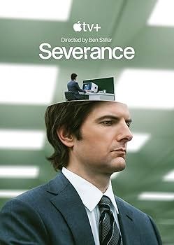 Image of Adam Scott with an office desk coming out of the top of his head