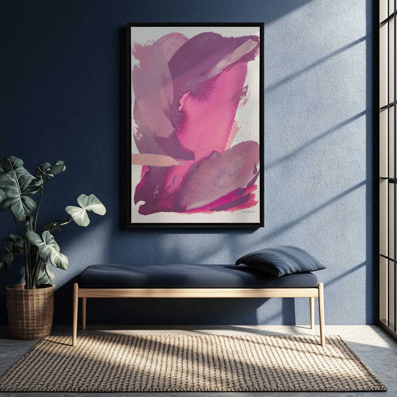 Imagination Plum by Jocelyn Elizabeth Art Print, 48" H x 36" W, Black, Floater Frame