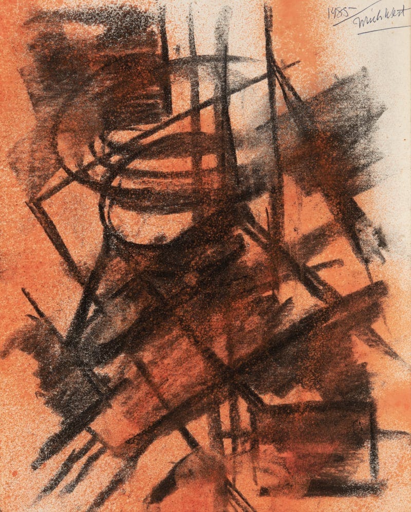 Michael (Corinne) West Untitled, 1985 Charcoal and spray paint on paper, 13 3/4 x 11 in (34.9 x 27.9 cm)