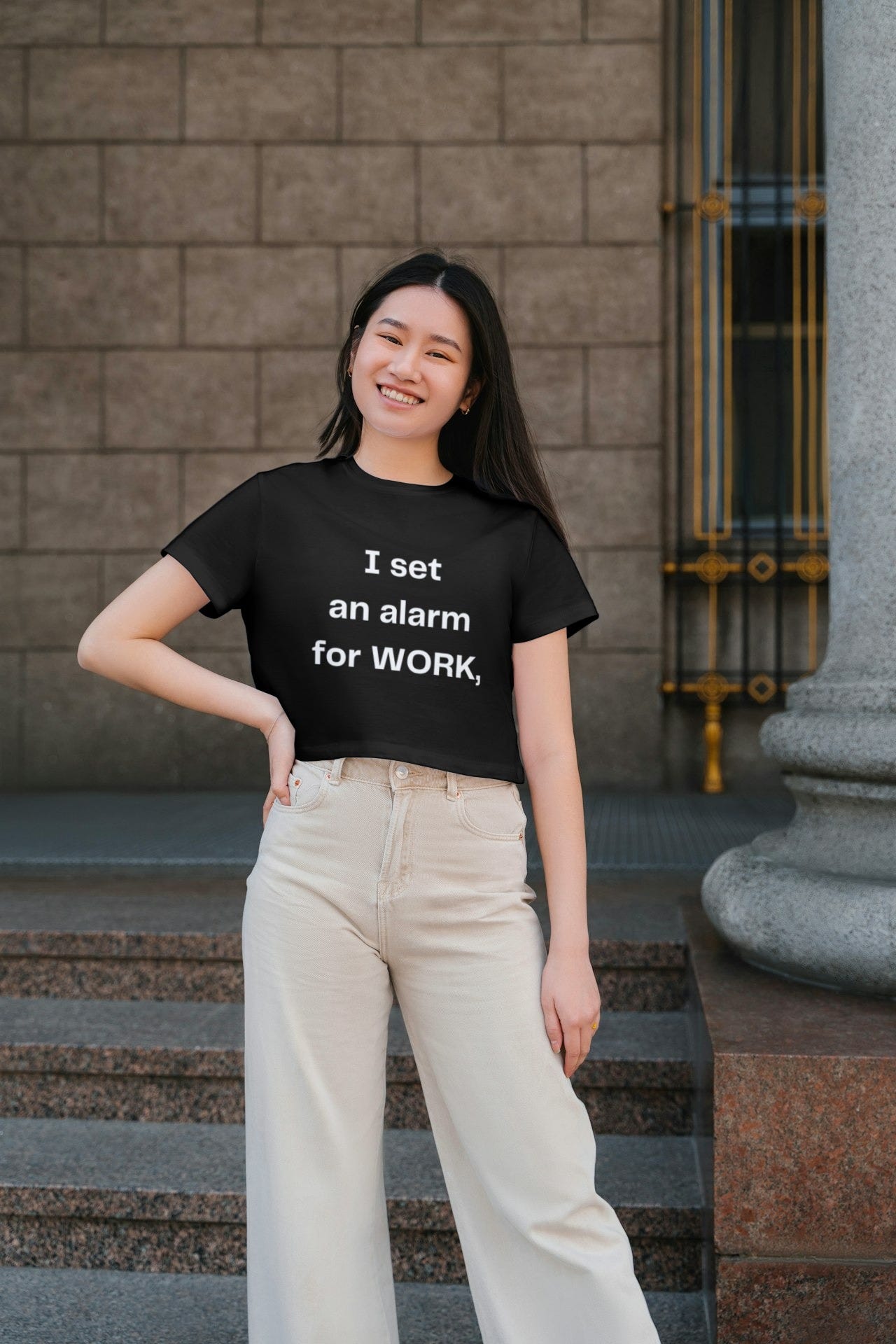 I shirt saying "I set an alarm for WORK, AND It went off" I shirt saying "I set an alarm for WORK, AND It went off"