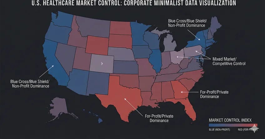 Medical Capture by Nonprofit Hospitals — The 50-State Nonprofit Healthcare Map: Where Hospitals Dominate and Where Physicians Still Compete. 