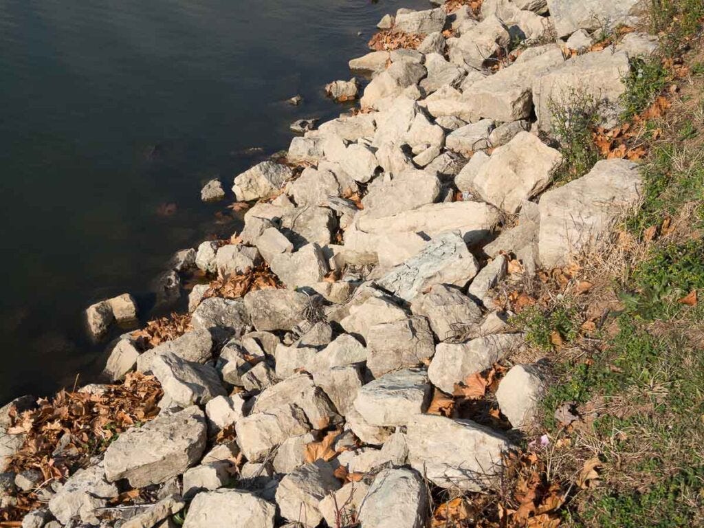 Pond Shoreline Riprap Pond Shoreline Riprap