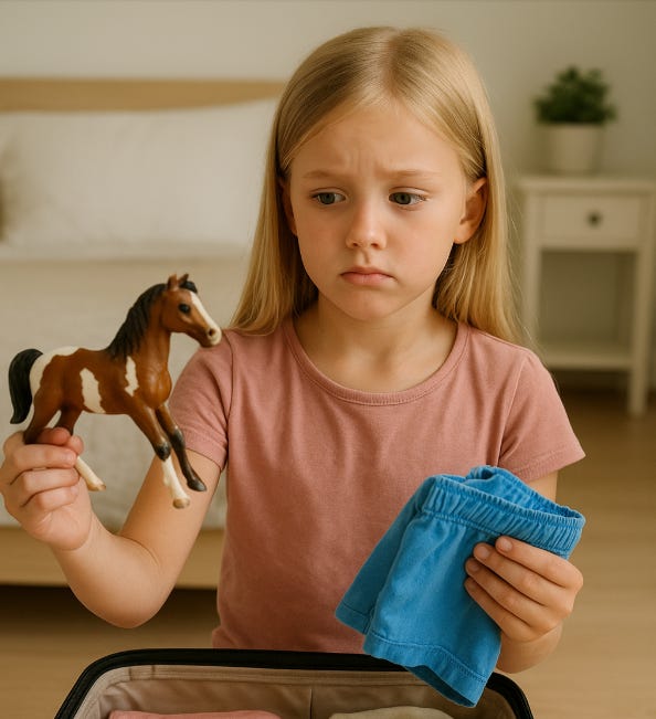 ai image of young girl packing
