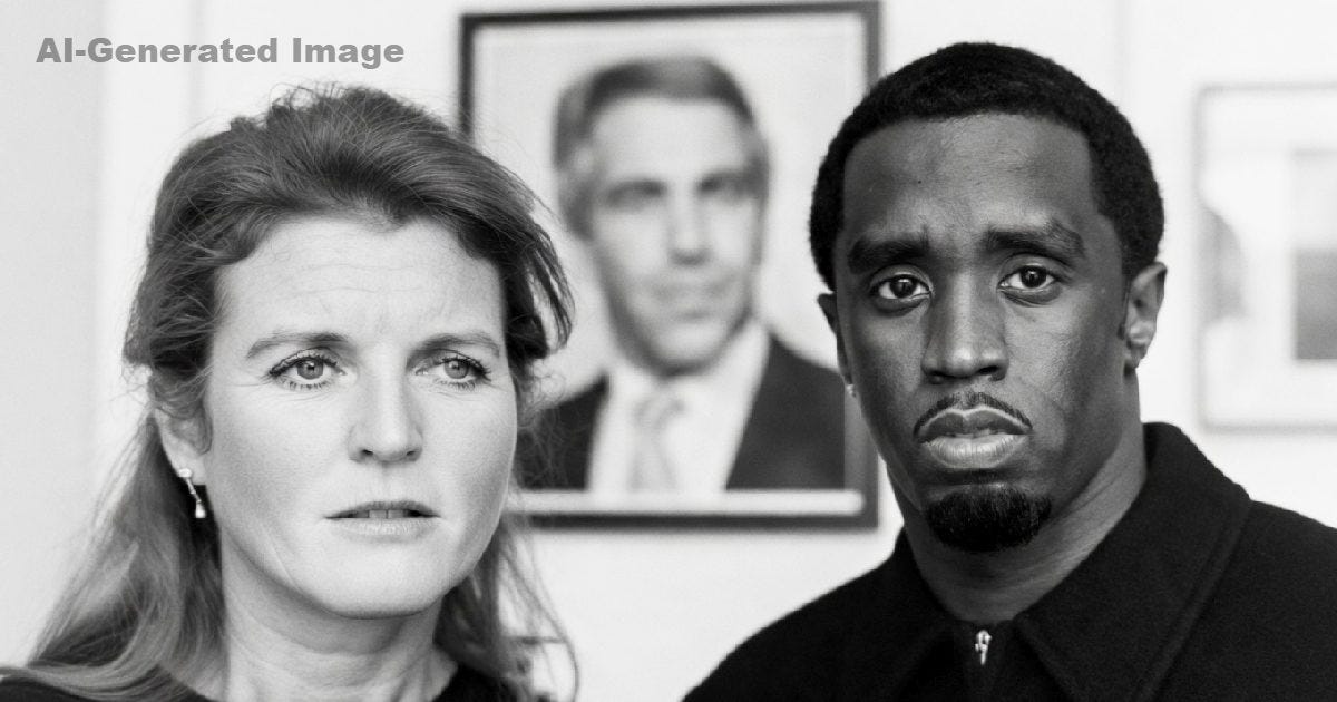 Black and white portrait of a woman and man, both with serious expressions, set against a backdrop of framed photographs. Black and white portrait of a woman and man, both with serious expressions, set against a backdrop of framed photographs.