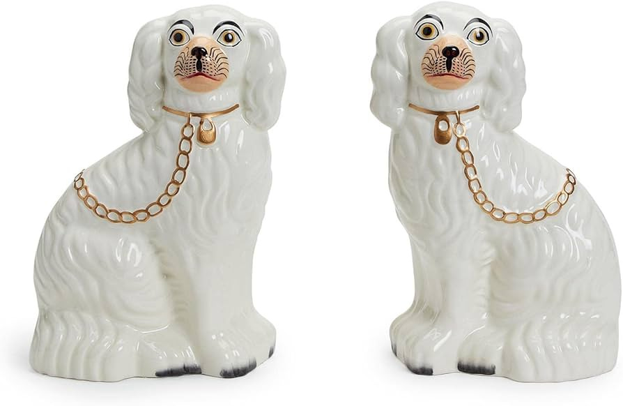 Amazon.com: Two's Company Set of 2 Staffordshire Dog Statues (Left Facing,  Right Facing) : Home & Kitchen
