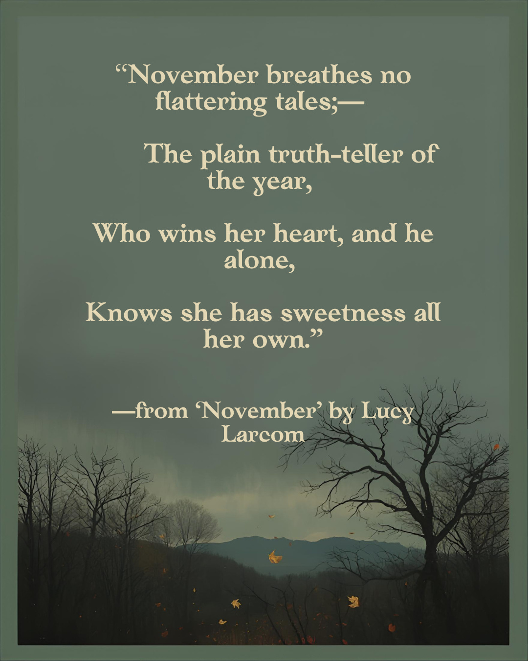 a dark horizon with bare trees