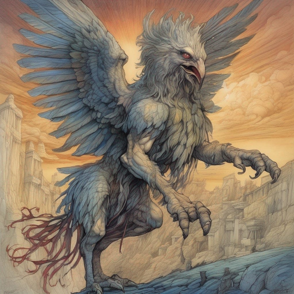 Griffin standing on his hind legs