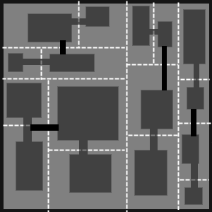 Mondrian painting, binary space partition, and using the partition to lay out rooms and corridors