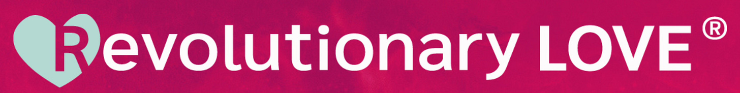 Revolutionary LOVE, registered trade mark. R heart cutout. Uppercase Love. Revolutionary LOVE, registered trade mark. R heart cutout. Uppercase Love.