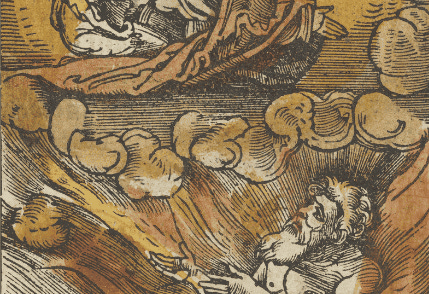 Woodcut of The Rich Man in Hell and the Poor Lazarus in Abraham's Lap, from Das Plenarium 1517 Hans Schäufelein
