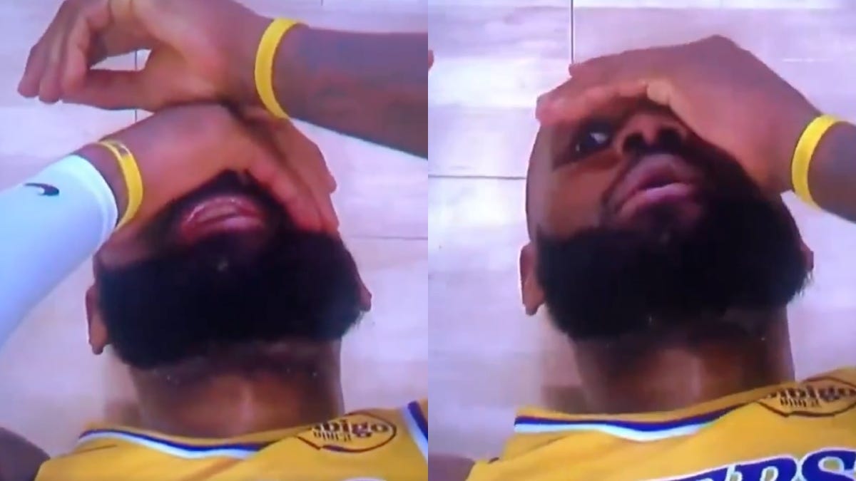 WATCH: LeBron James caught peeking after absurd flop vs. Timberwolves
