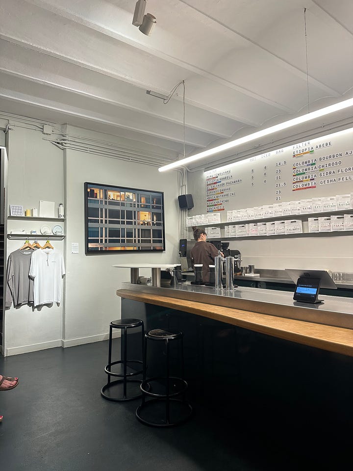 left: Nomad Coffee; right: Primate Bakery - both are excellent spots in Barcelona!!