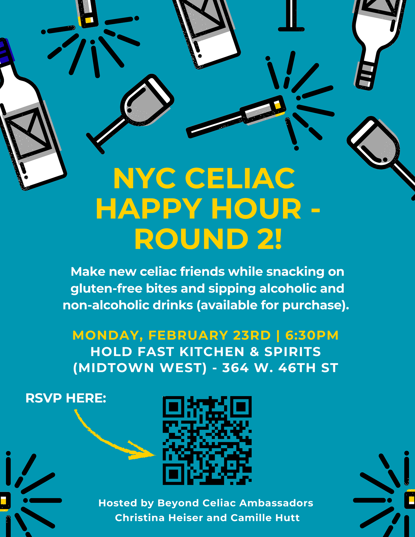 celiac happy hour flyer