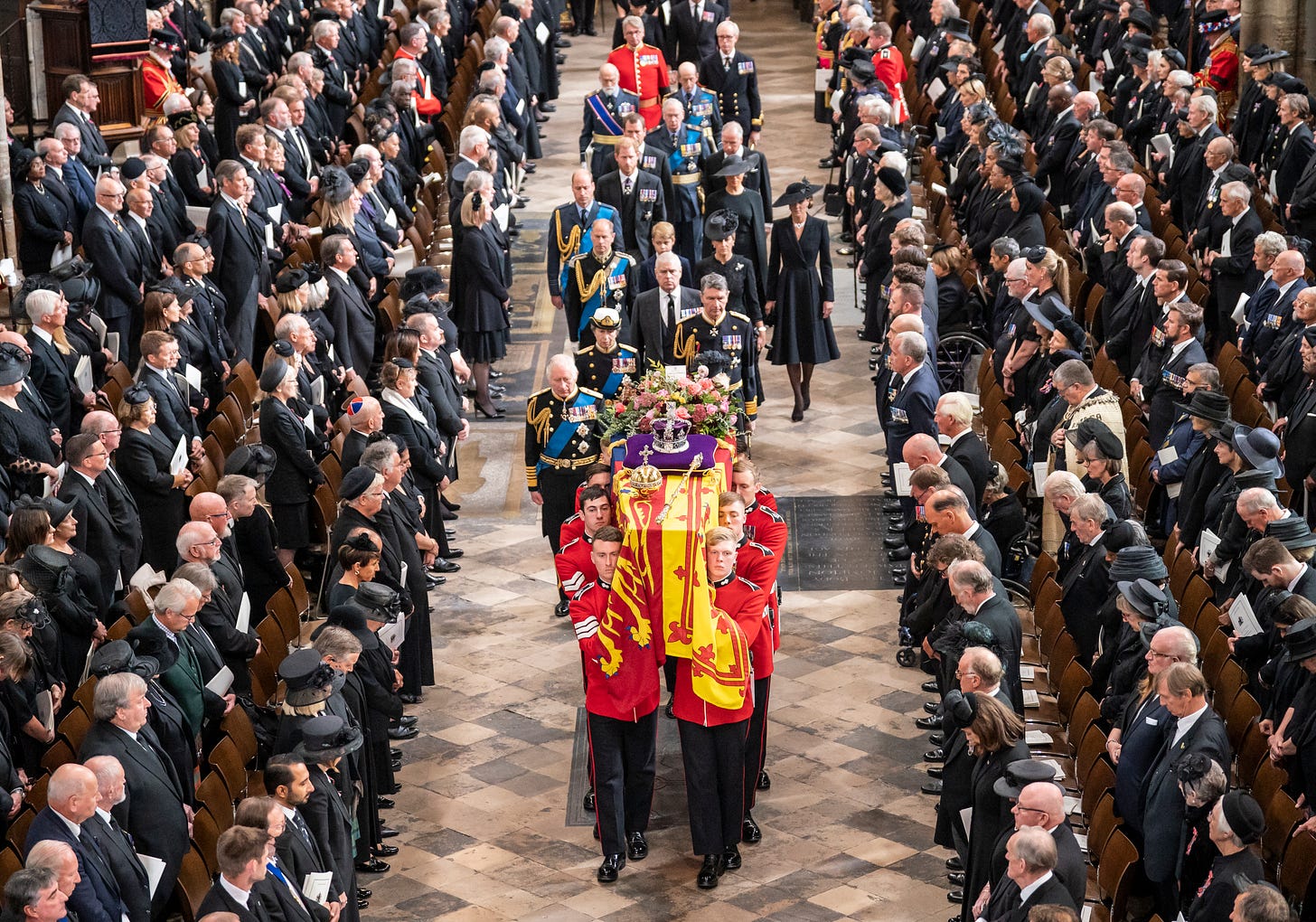 British royal family behind Queen Elizabeth's coffin