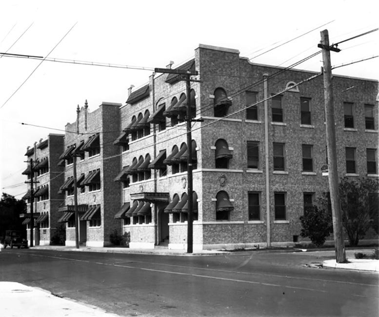 Martina Apartments looking northeast from South Miami Avenue & SW 11th Street.