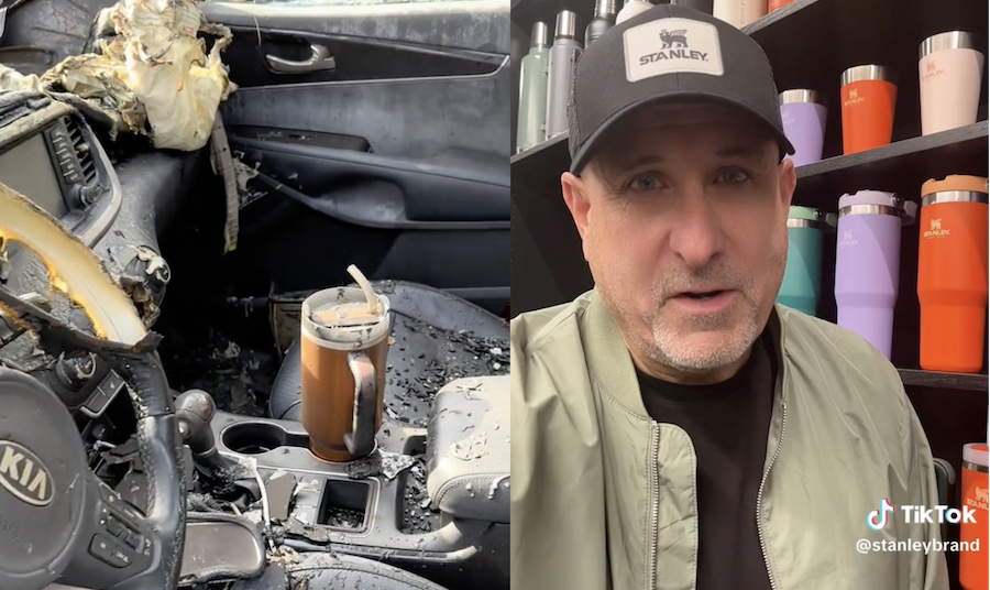 Stanley brand offers to replace woman's car after viral video shows cup  surviving car fire