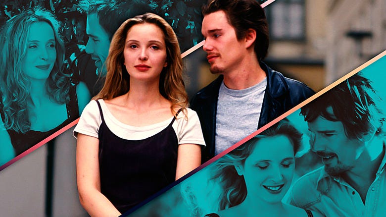 Celine and Jesse from the three movies in the Before Trilogy Celine and Jesse from the three movies in the Before Trilogy