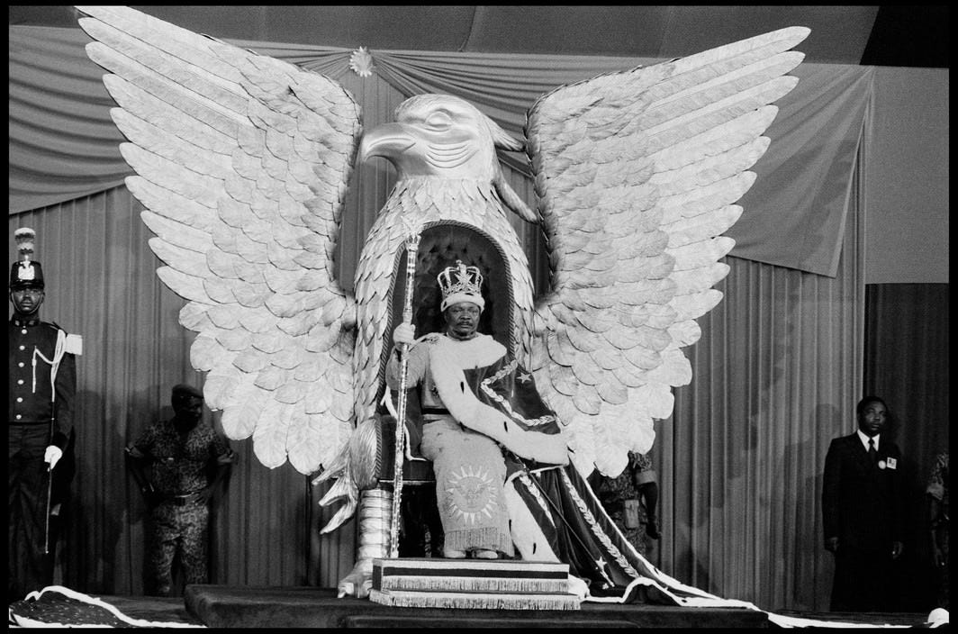 Emperor" Jean-Bedel Bokassa , seated on his golden throne for his  coronation, Bangui, Central African Republic - December 4, 1977 [1064 x  794] : r/HistoryPorn