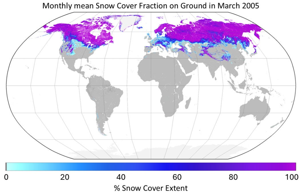 monthly mean show cover fraction on ground in march 2005 monthly mean show cover fraction on ground in march 2005