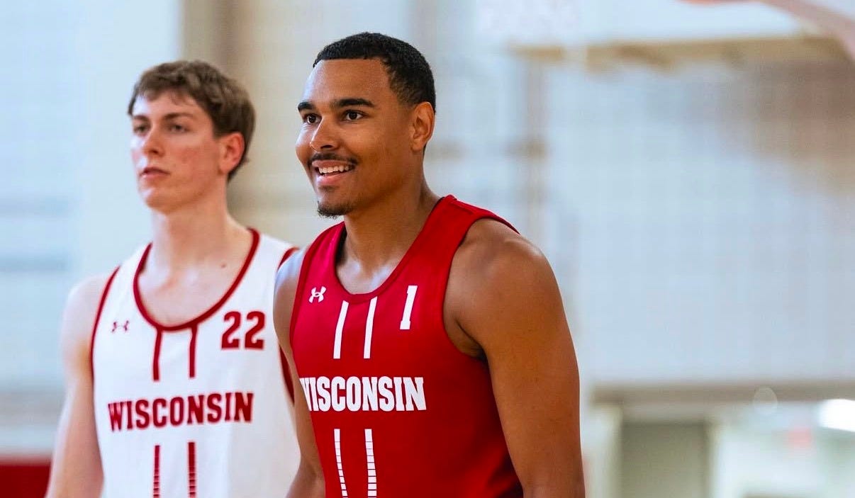 John Tonje works out during a Wisconsin Badgers basketball summer practice. John Tonje works out during a Wisconsin Badgers basketball summer practice.
