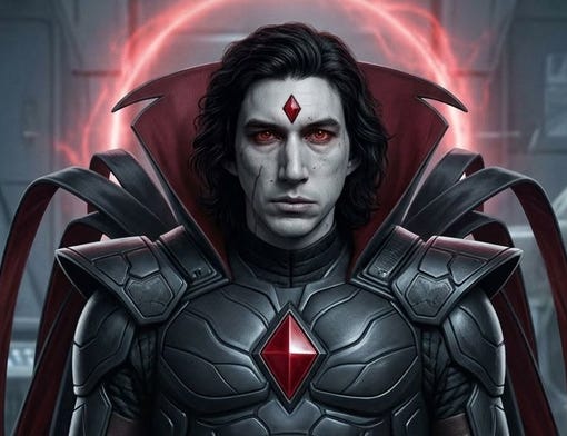 AI generated fan art of Adam Driver as Mr. Sinister.