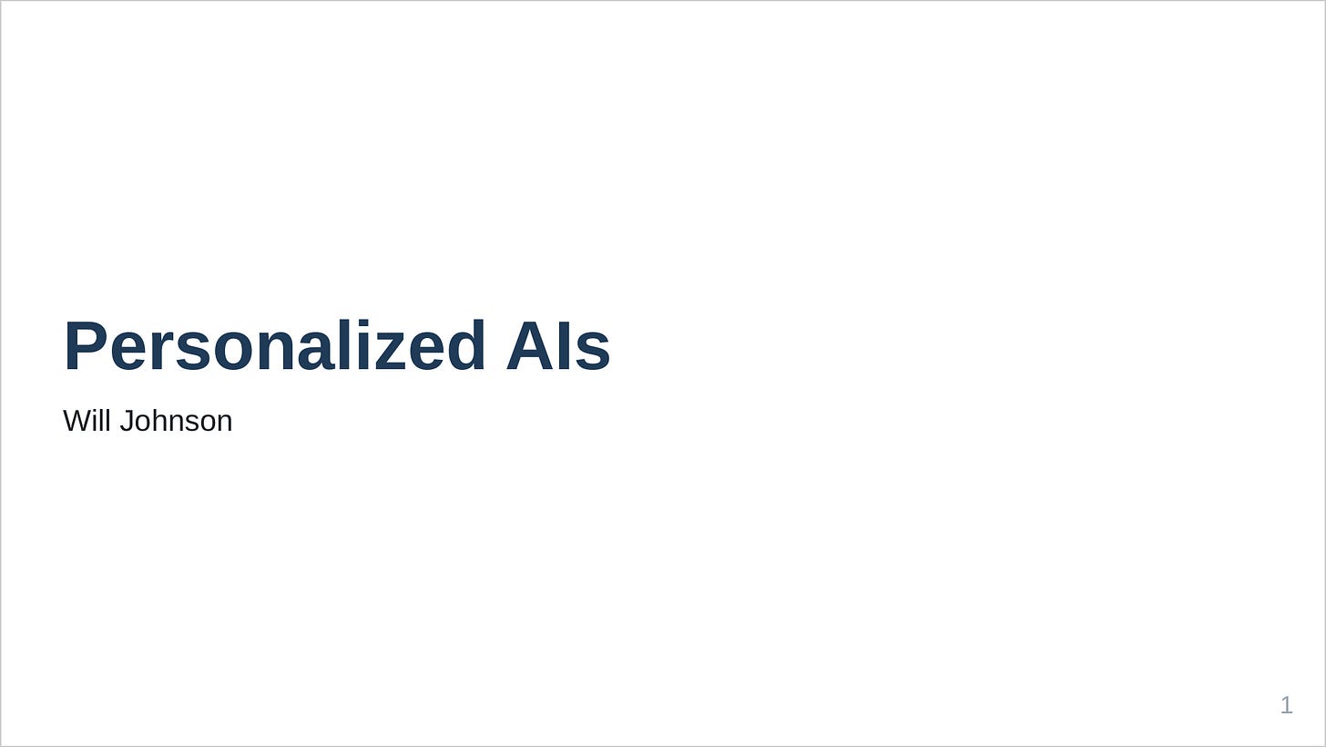 Personalized AIs by Will Johnson