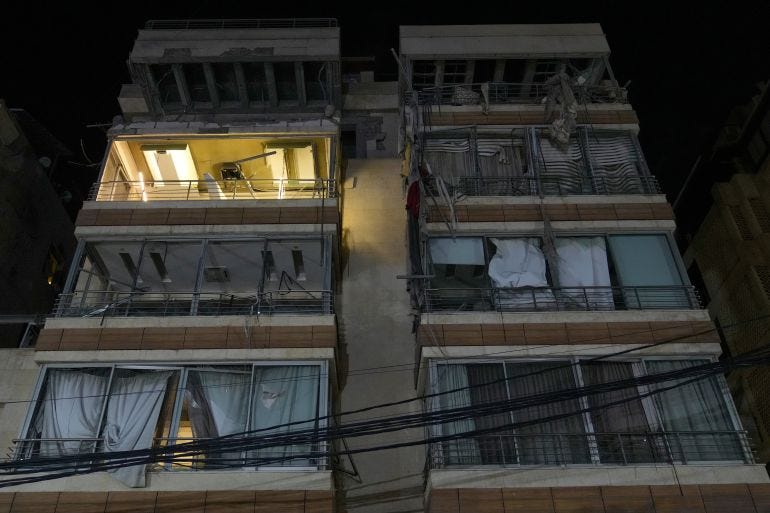 Aftermath of Israeli strikes in Jnah neighborhood, south of Beirut Aftermath of Israeli strikes in Jnah neighborhood, south of Beirut