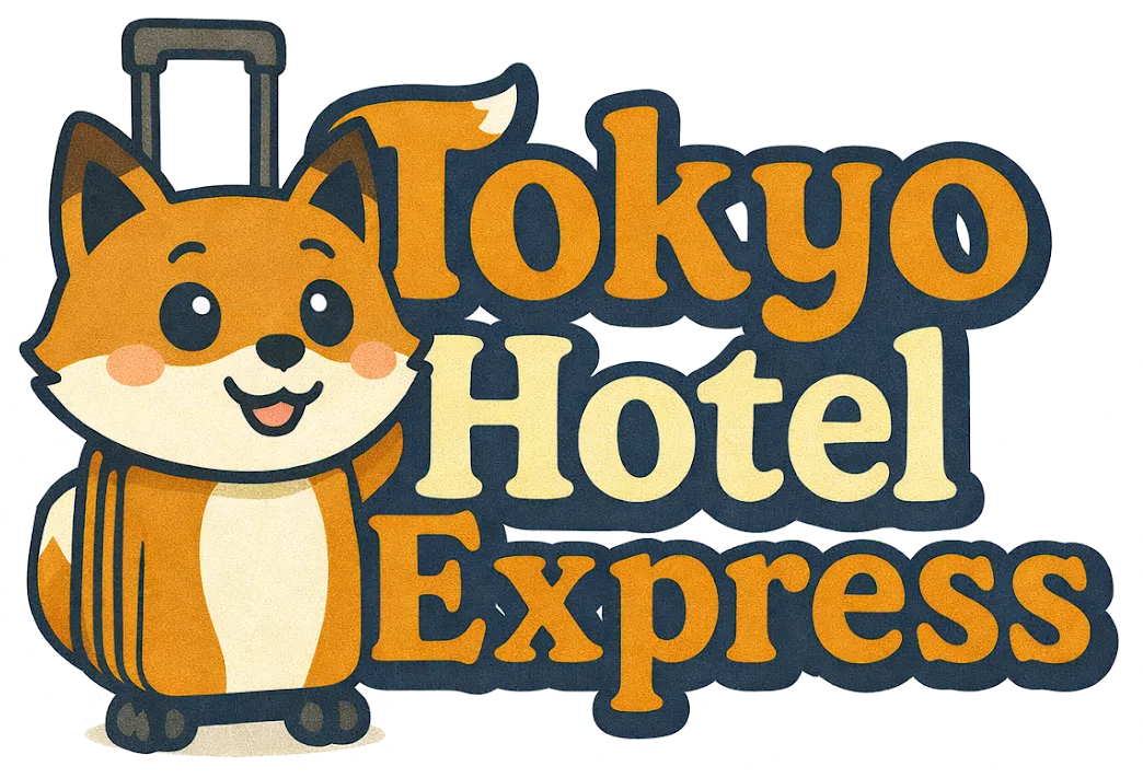 Tokyo Hotel Express logo featuring a fox mascot with luggage