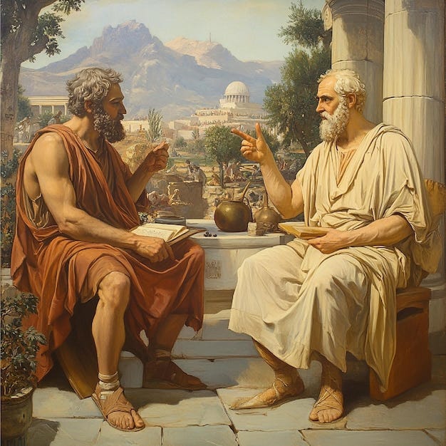 Greek philosophers like socrates and plato engaging in discussions and  teaching | Premium AI-generated image