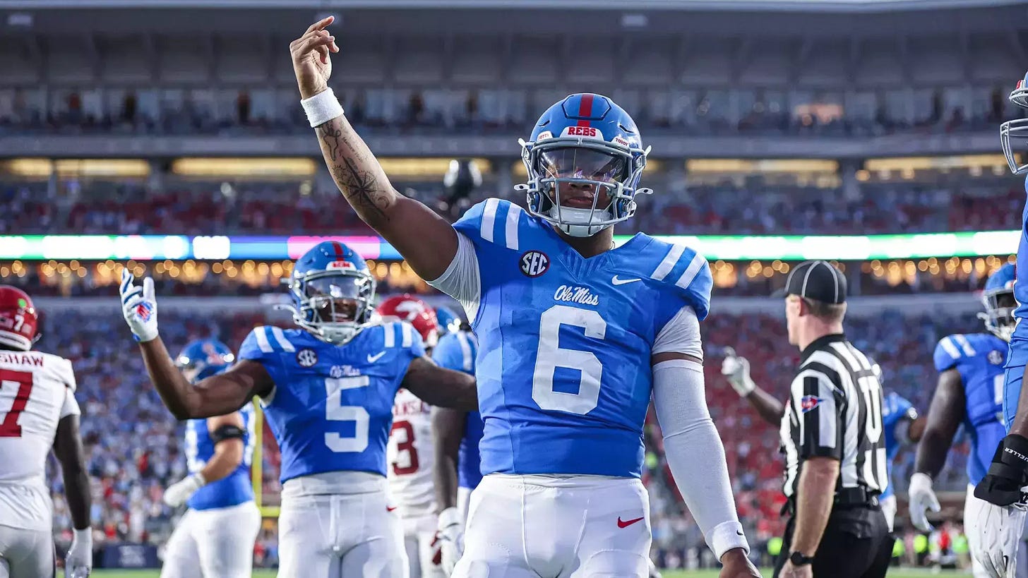 Watch: Trinidad Chambliss Dazzles in First Ole Miss Start vs. Arkansas -  Ole Miss Athletics - Hotty Toddy
