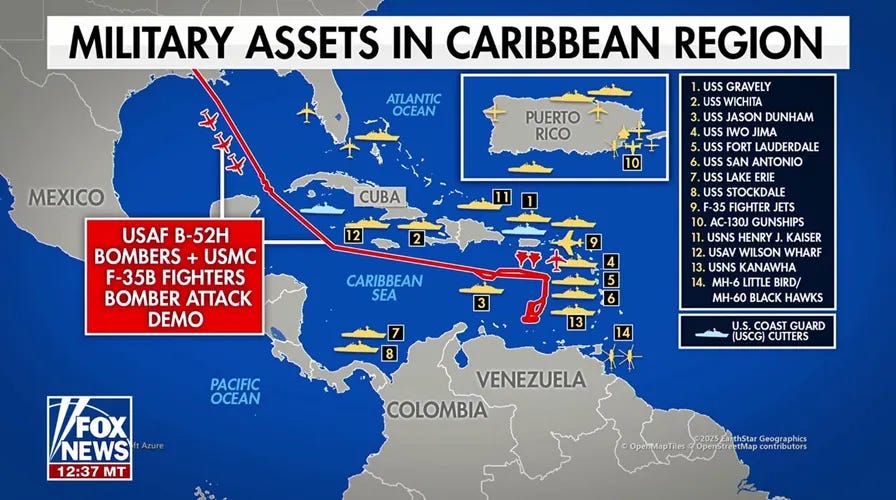 Fox News Map Displaying US Military Assets in the Caribbean 