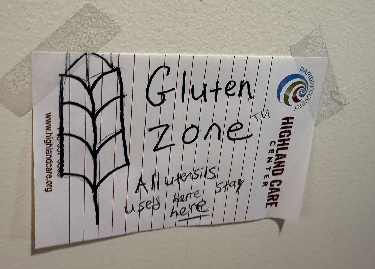 gluten zone sign