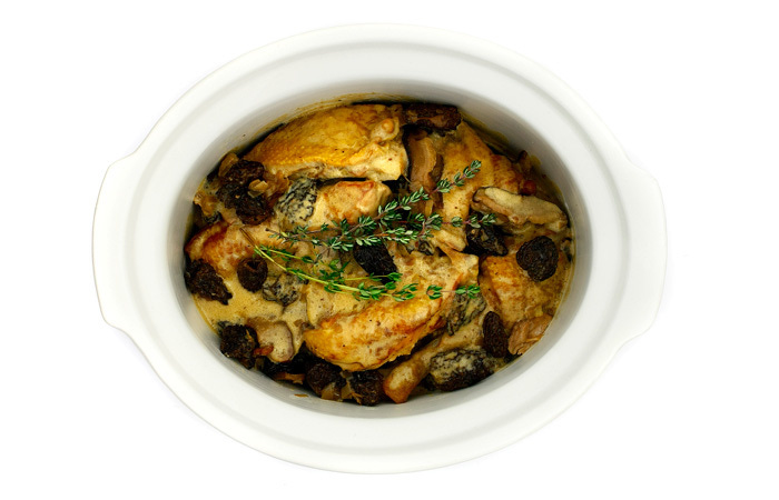 Blanqueta de pularda al Riesling. Receta para crock pot o slow cooker