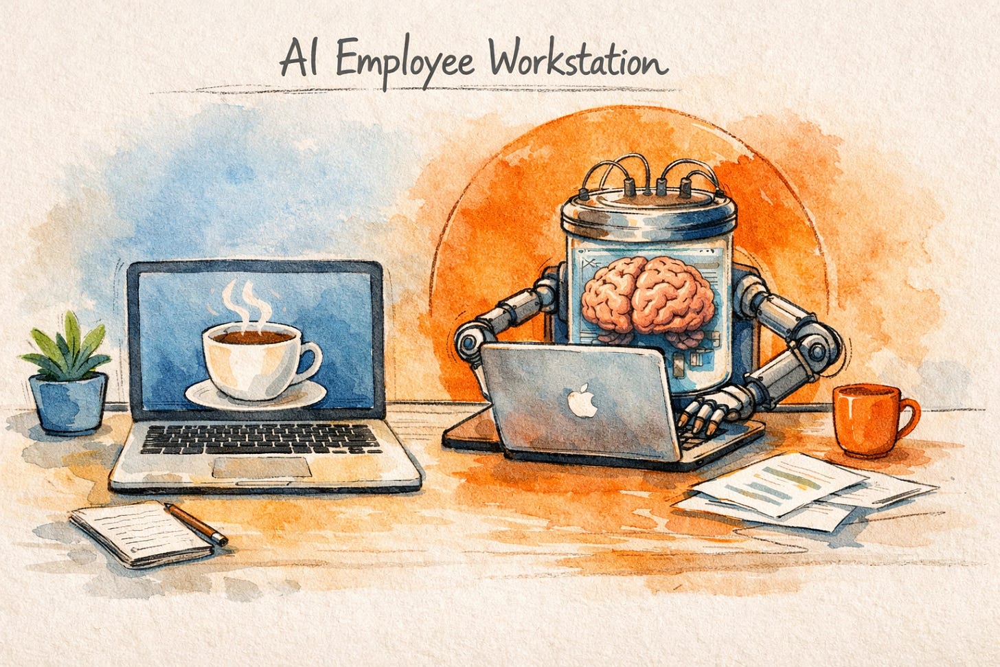 Dedicated AI workstation setup — two MacBooks side by side, one for the human operator and one running Claude Computer Use Dedicated AI workstation setup — two MacBooks side by side, one for the human operator and one running Claude Computer Use