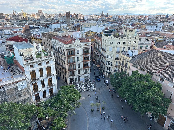 city views from Torres de Serranos, known as Serrans Towers or Serranos Towers in Valencia