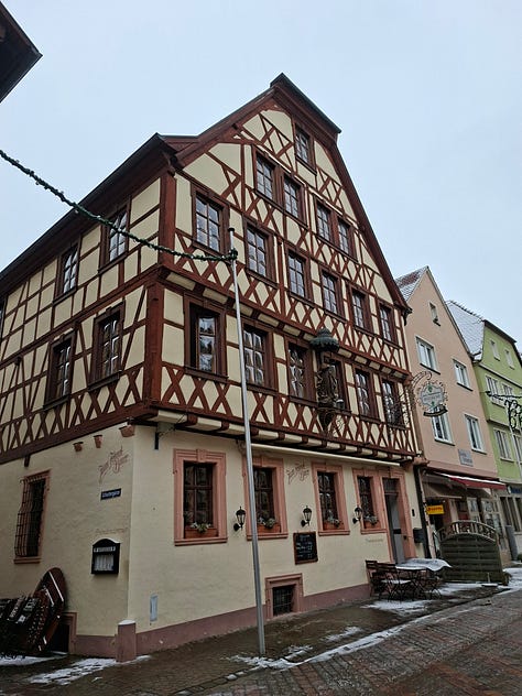 Half-timbered houses in a historic German town