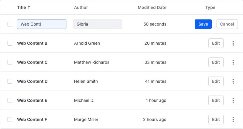 The UI for editing a single record in-line. The UI for editing a single record in-line.