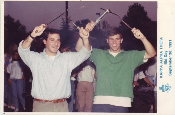 Chilling and grilling at Kappa Alpha Theta with my buddy, Chris