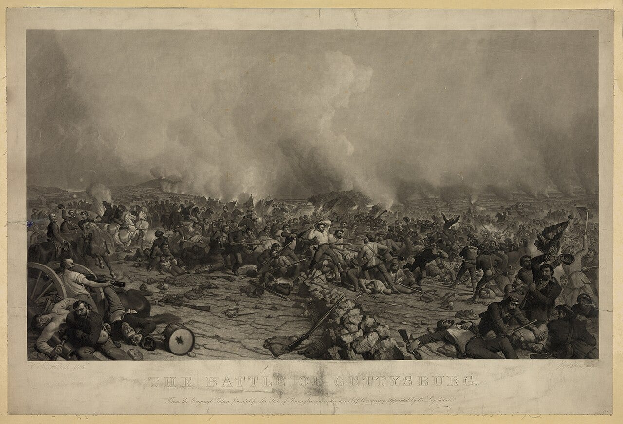 Peter F. Rothermel, The Battle of Gettysburg, engraving by John Sartain after the 1870 painting Peter F. Rothermel, The Battle of Gettysburg, engraving by John Sartain after the 1870 painting