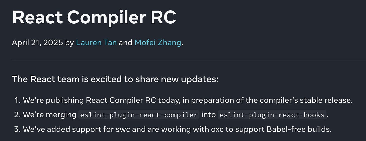React Compiler RC