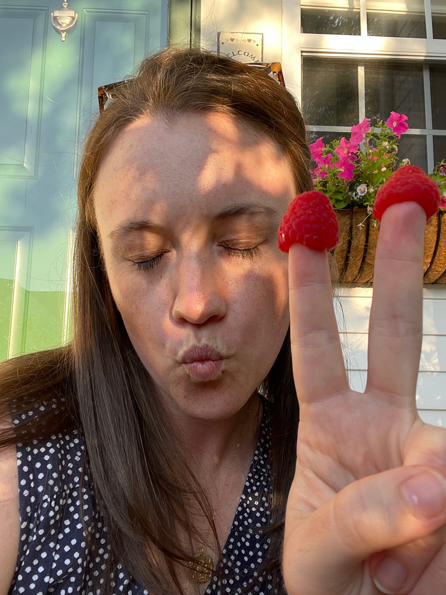 Jackie with raspberries take 2