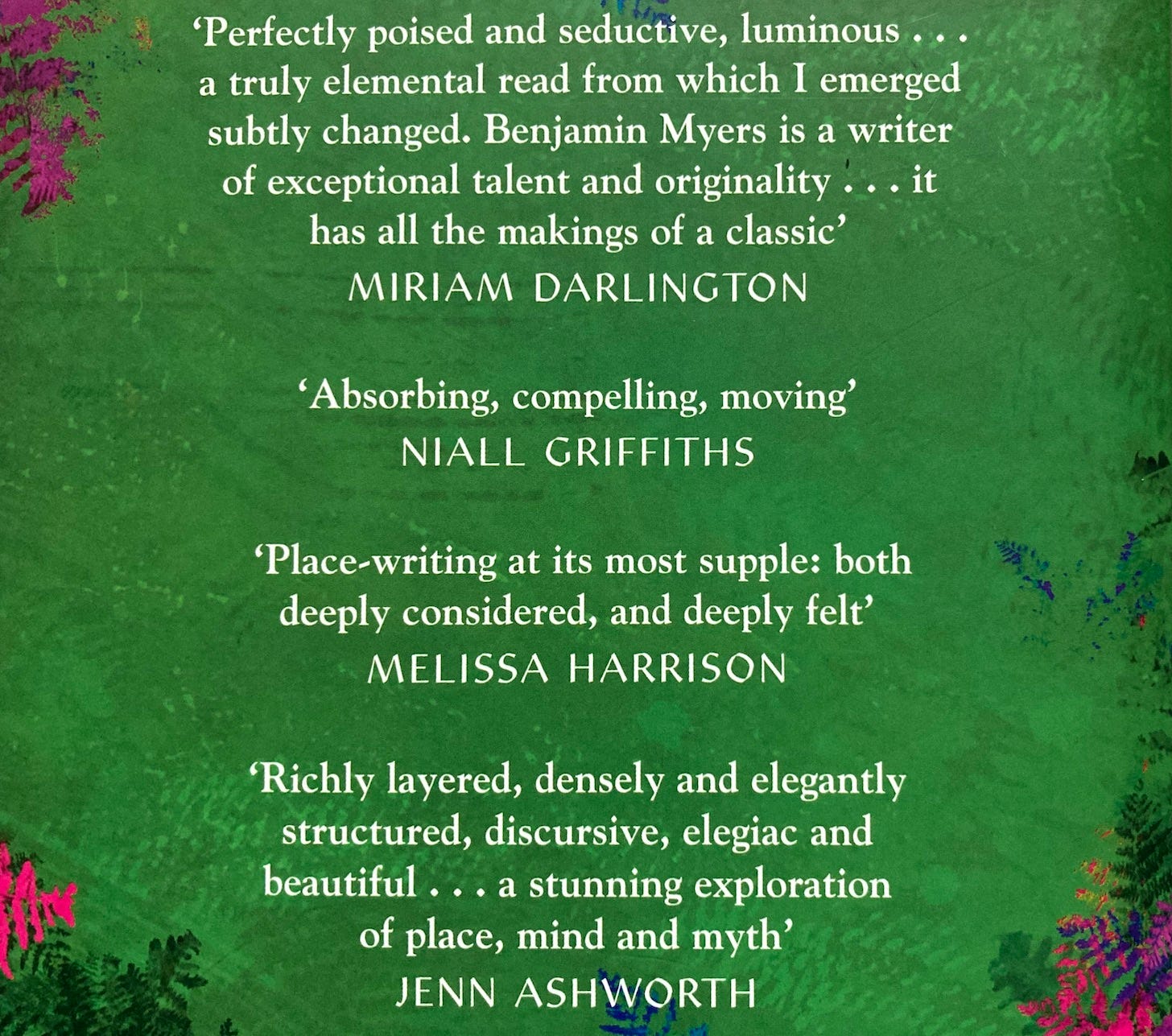 Testimonials for Under the Rock by Benjamin Myers from Miriam Darlington Niall Griffiths Melissa Harrison and Jenn Ashworth.