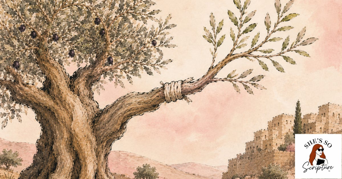 An olive tree with a branch grafted in, in Israel An olive tree with a branch grafted in, in Israel