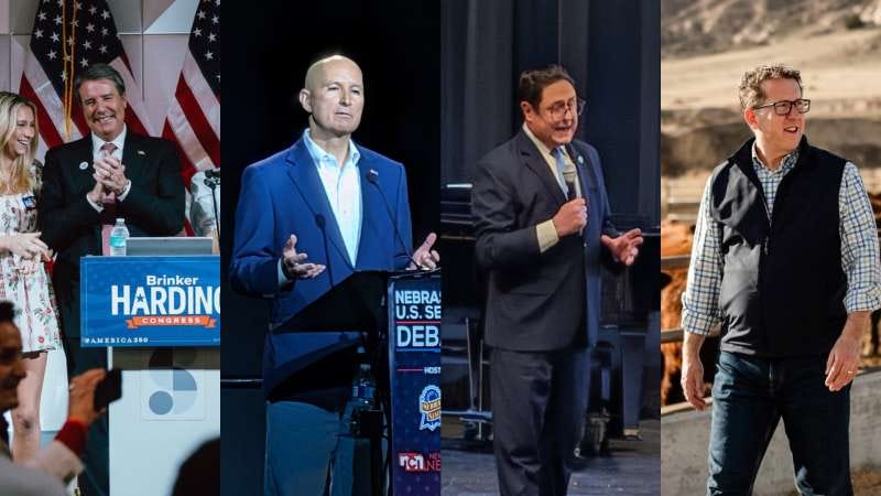 A composition of Republican congressional candidates in Nebraska seeking office in 2026, from left to right: NE-02's Brinker Harding, US Sen. Pete Ricketts, NE-01 Rep. Mike Flood, NE-03 Rep. Adrian Smith. All four of these candidates have supported the 2026 Iran war and US involvement, simultaneously working "affordability" into their reelection campaigns. | Photos Courtesy: Harding for Congress campaign, News Channel Nebraska, Chase Porter/Courier Nebraska, Adrian Smith for Congress campaign A composition of Republican congressional candidates in Nebraska seeking office in 2026, from left to right: NE-02's Brinker Harding, US Sen. Pete Ricketts, NE-01 Rep. Mike Flood, NE-03 Rep. Adrian Smith. All four of these candidates have supported the 2026 Iran war and US involvement, simultaneously working "affordability" into their reelection campaigns. | Photos Courtesy: Harding for Congress campaign, News Channel Nebraska, Chase Porter/Courier Nebraska, Adrian Smith for Congress campaign